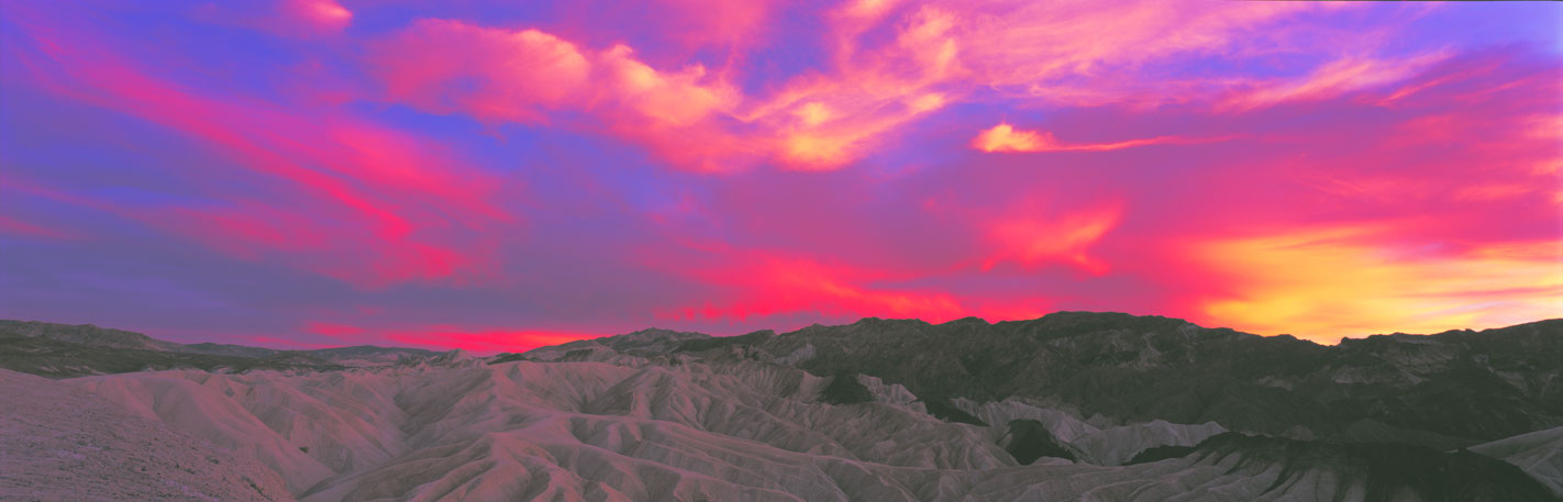 Panoramic Landscape Photography ~ Psychedelic Sky, Zabriskie Point, Death Valley National Park