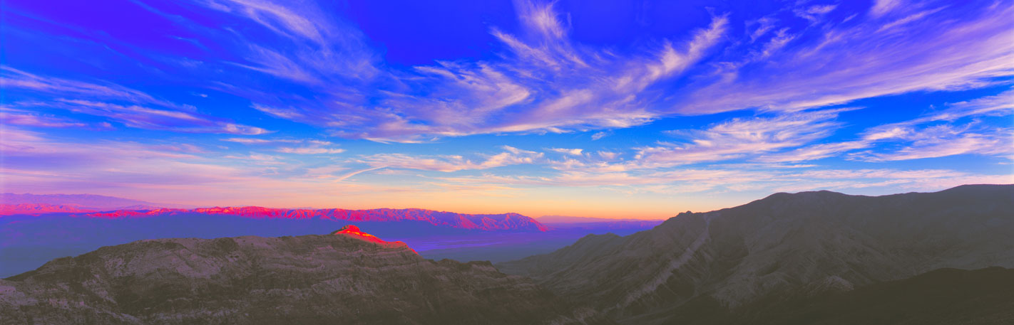 Panoramic Fine Art Photography ~ Panoramic Landscape Photo Gallery ~ Last Golden Rays at Aguereberry Point, Death Valley