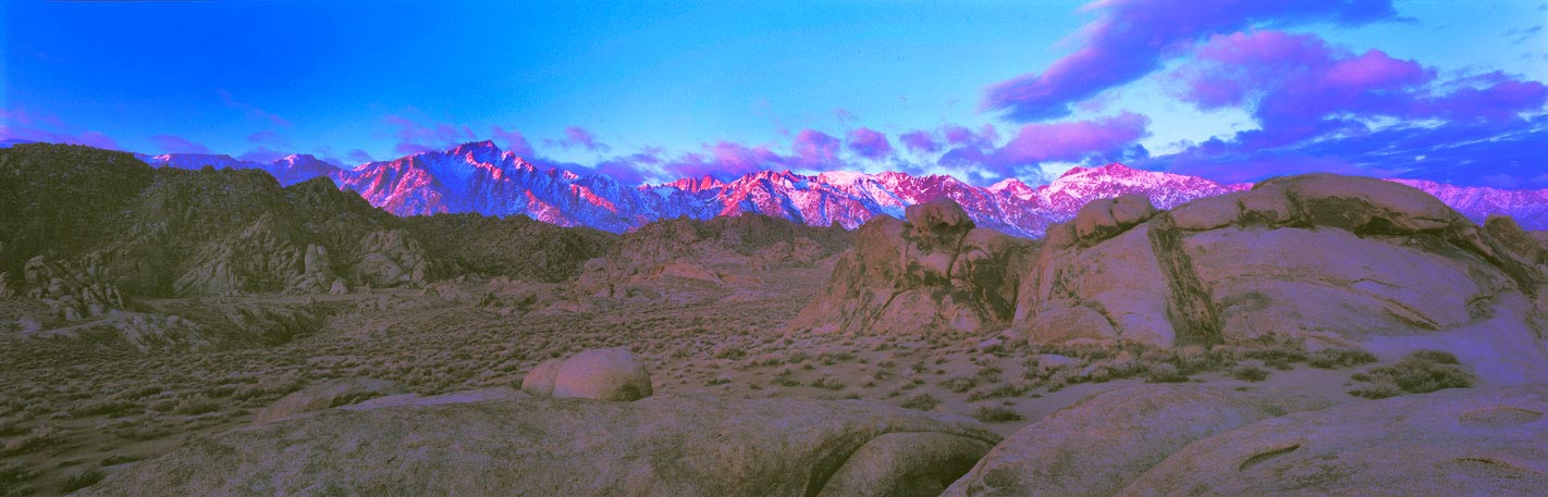 Panoramic Fine Art Photography ~ Panorama Landscape Photo Gallery ~ Winter Sunrise, Sierra Nevada, Lone Pine, Calif.